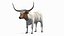 Texas Longhorn White Color Rigged model