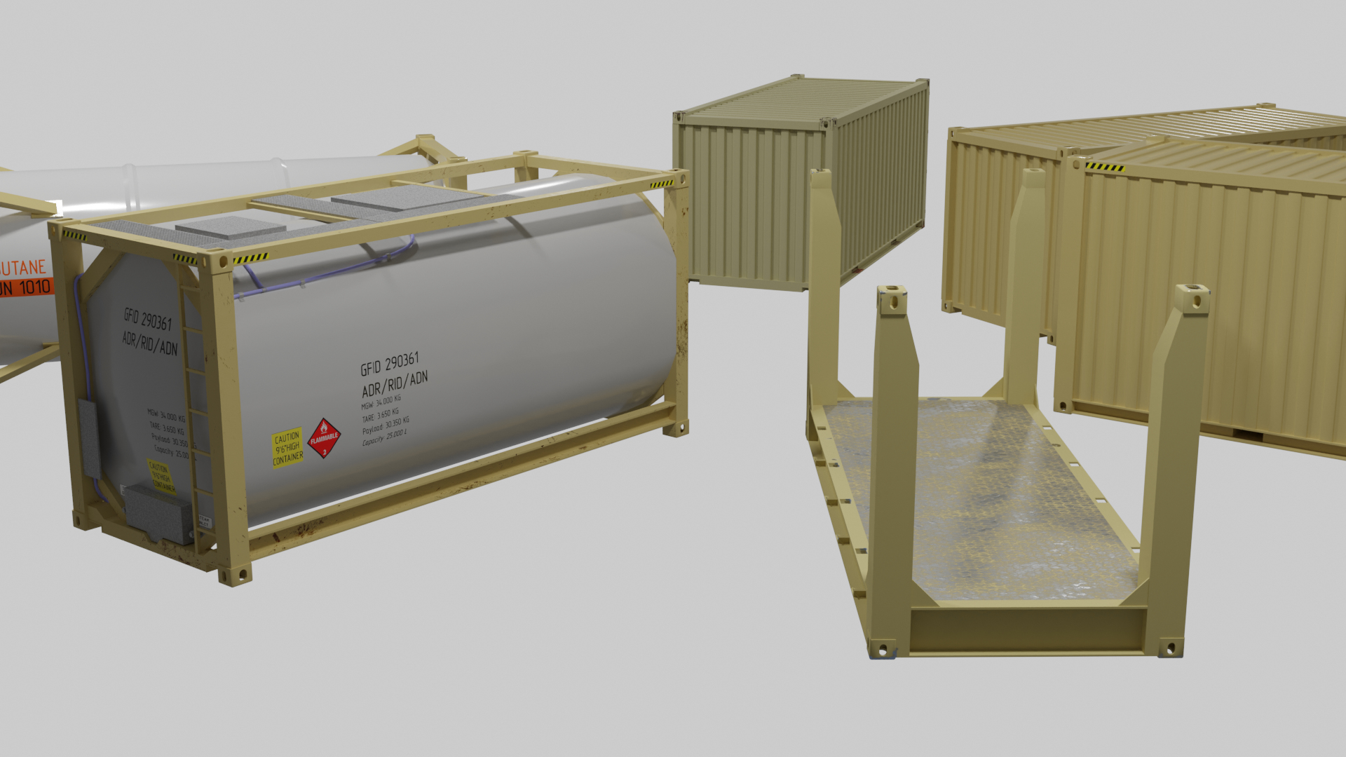 3D Container 20ft Set Model - TurboSquid 2018579