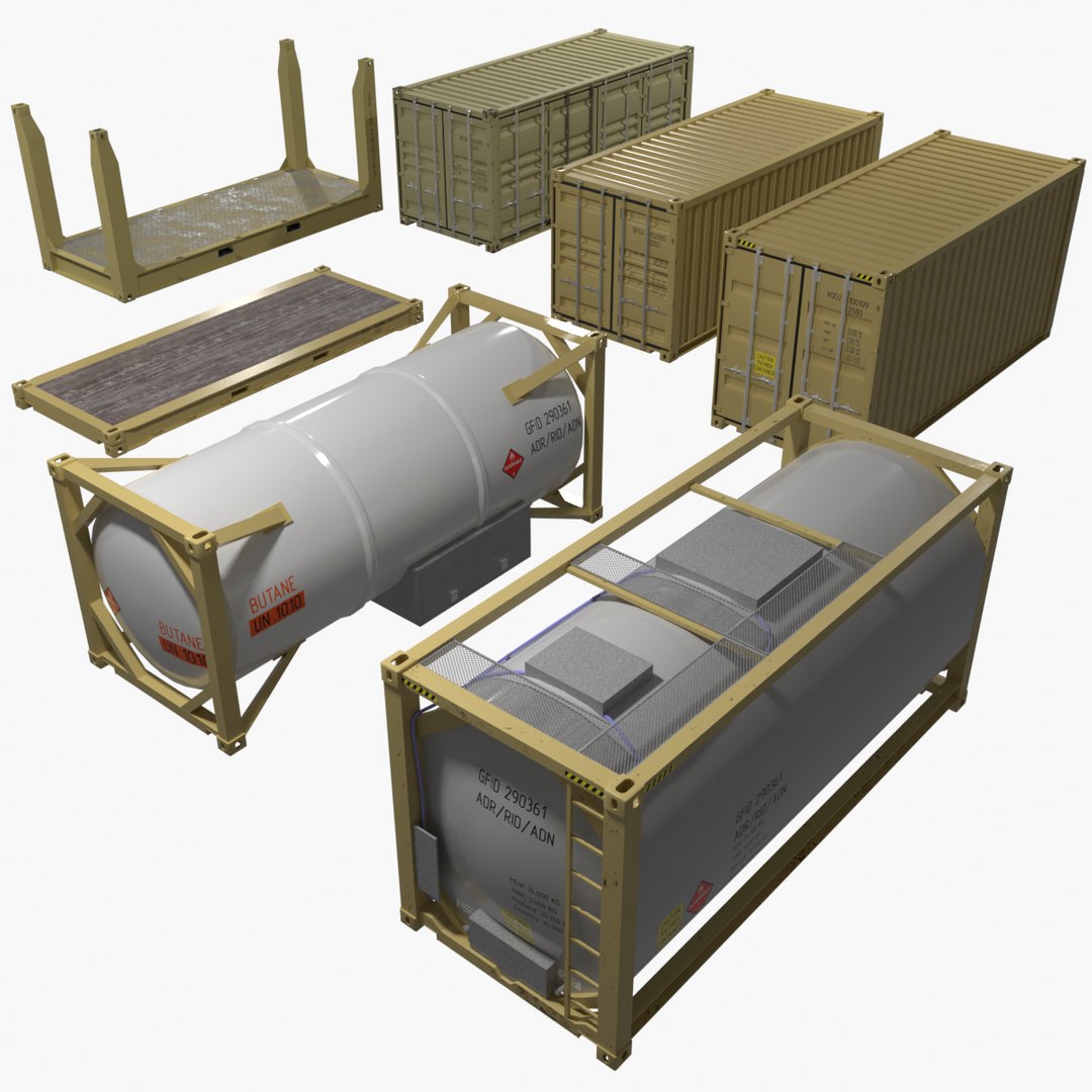 3D Container 20ft Set Model - TurboSquid 2018579
