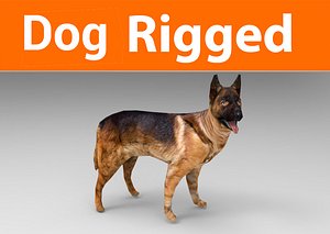 german shepherd dog rigged 3D