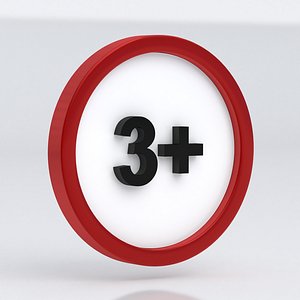 3D Age Restriction Symbol Red White 3