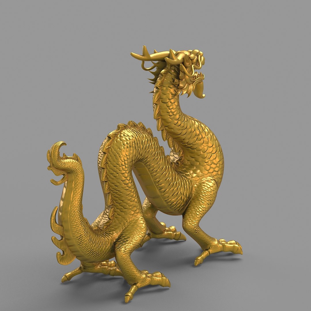 Ancient Dragon Statue 3d Obj