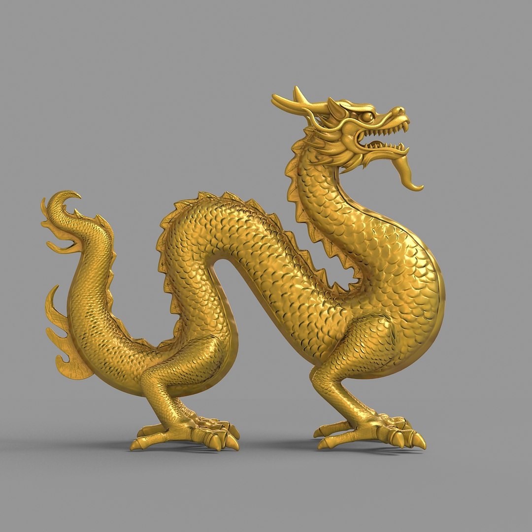 Ancient Dragon Statue 3d Obj