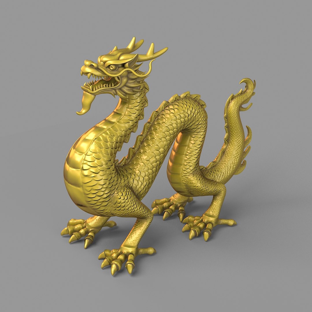 Ancient Dragon Statue 3d Obj