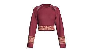 Girls Printed And Lace Cropped Top 3D