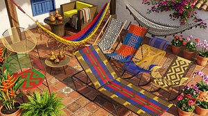 COLOMBIAN OUTDOOR FURNITURE 3D model