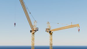 Luffing Jib Tower Crane 3D model