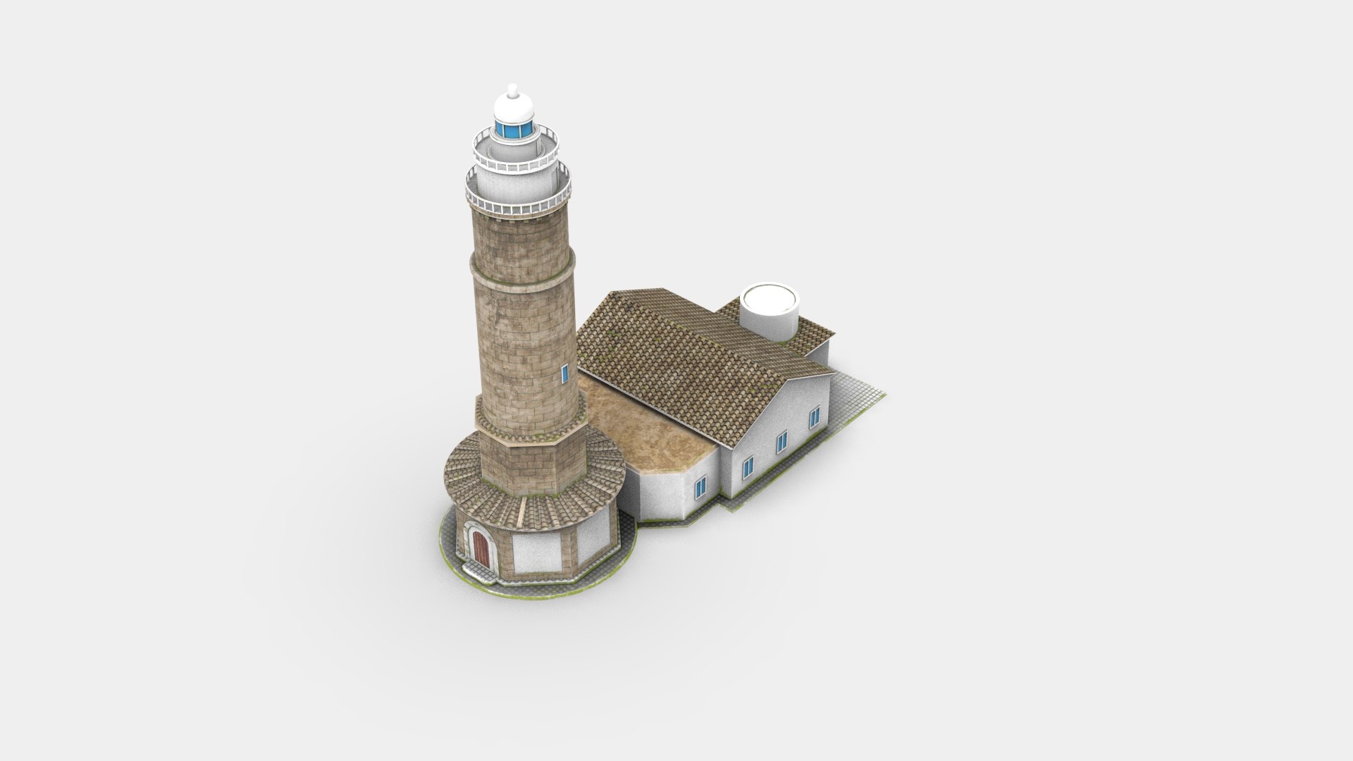 Classic Lighthouse With Keepers House 3D - TurboSquid 2368554