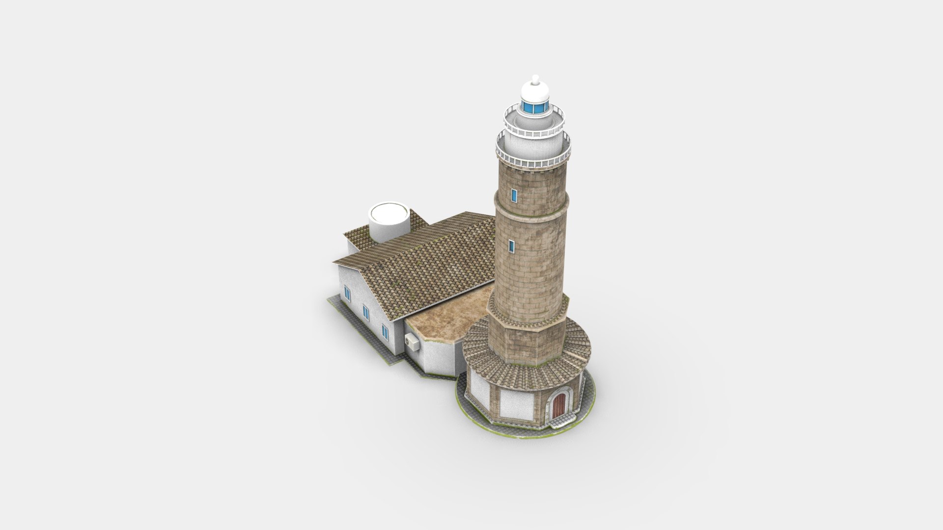 Classic Lighthouse With Keepers House 3D - TurboSquid 2368554
