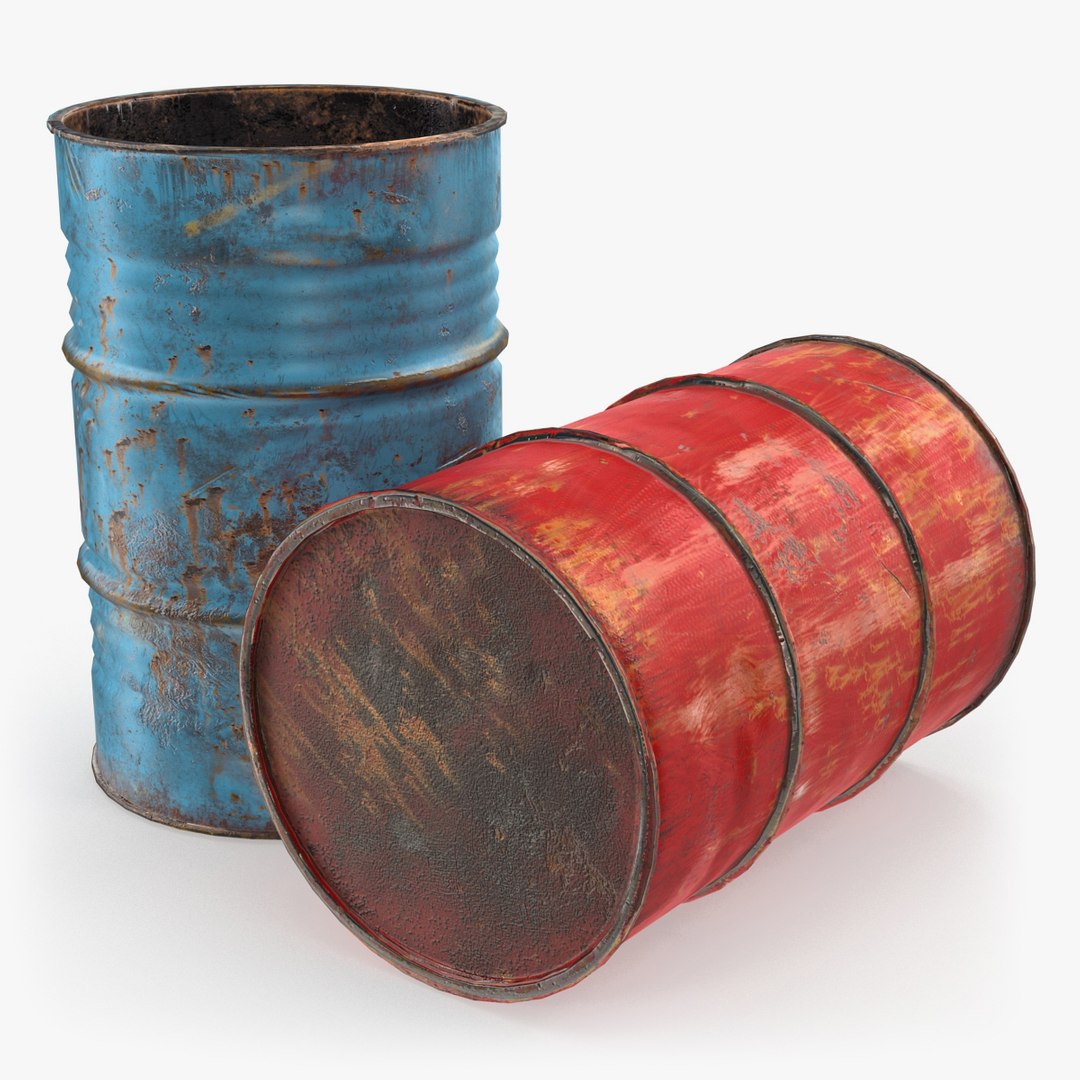Rusty Waste Oil Drums 3D model preview