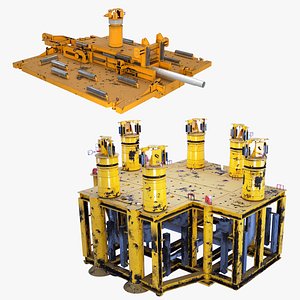 3D model Generic Rusted Subsea Manifold and PLET Colletion