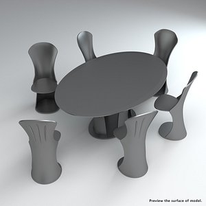 3d set acrylic chairs table