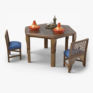 Arabian Dining Set with Tagines and Coffee Set 3D model