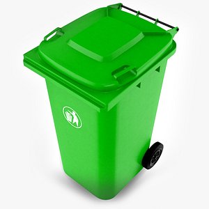 green wheelie bin 3D model
