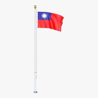 Taiwan Republic of China Flag Stand Pole Animated