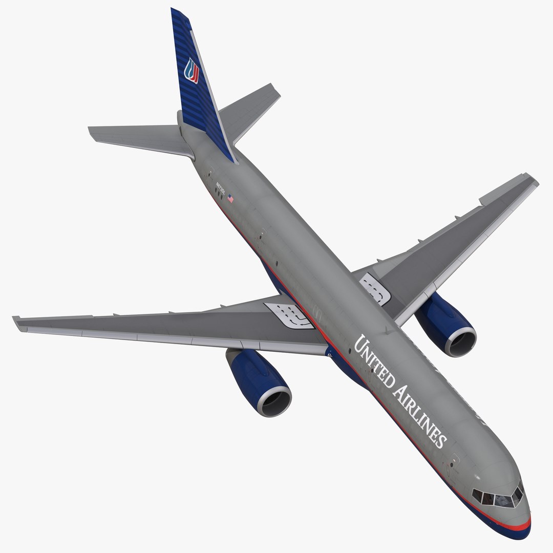 Boeing 757-200F United Airlines Rigged 3D Model 3D model preview