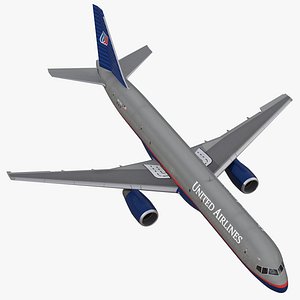 Boeing 757-200F United Airlines Rigged 3D Model