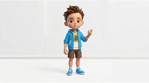 Stylized Cartoon Boy Character Cute Kid 3D Character Rigged  Animated 3D model