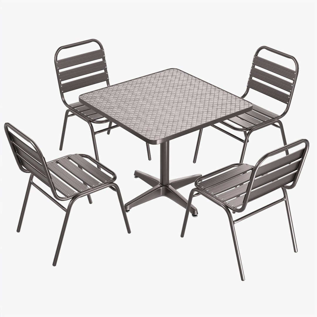 Square Metal Dining Table With Chairs 3D - TurboSquid 1842373