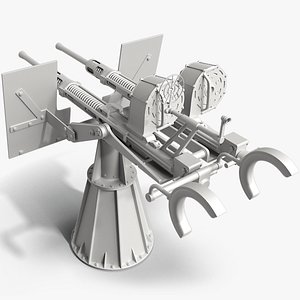 3D Twin 20mm anti-aircraft gun model