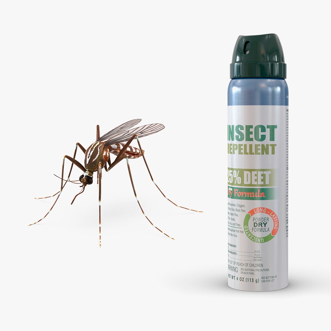 Repellent Bottle and Mosquito Collection 3D model preview
