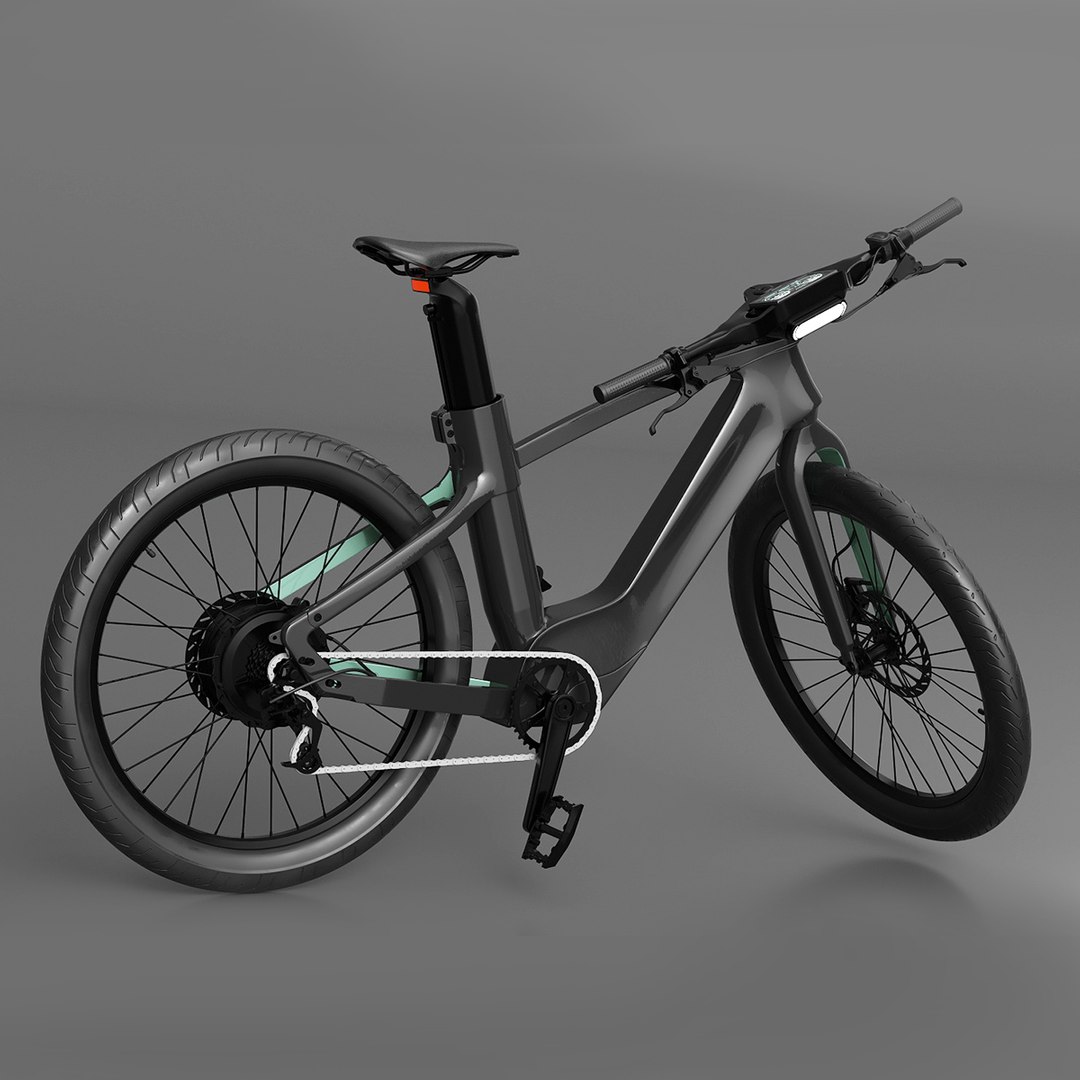 Urban Electric Bike with Integrated Battery Black Rigged for Maya 3D model preview