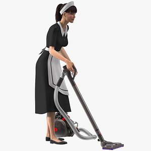 Housekeeping Maid with Dyson Big Ball Vacuum Cleaner Rigged for Maya