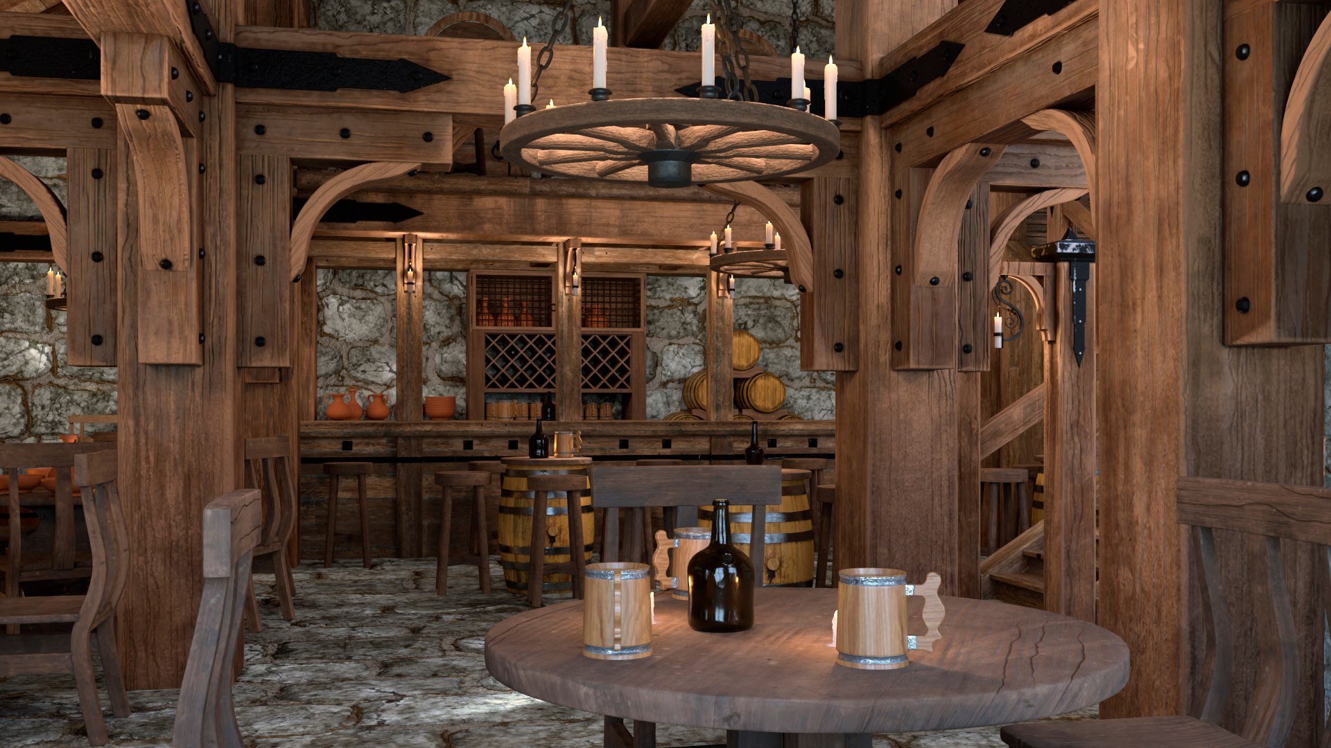 3D Medieval Tavern Interior - TurboSquid 2413117