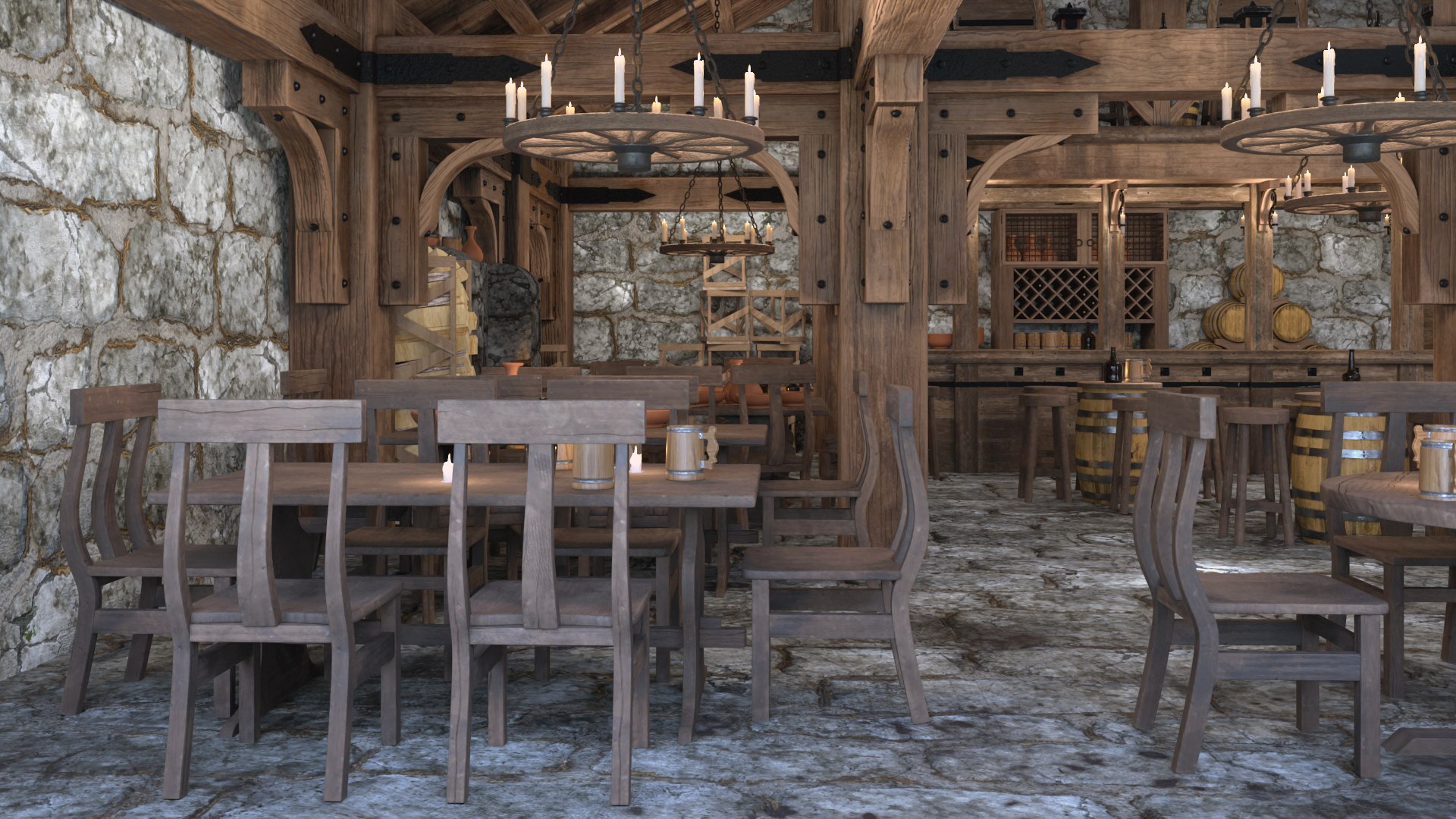 3D Medieval Tavern Interior - TurboSquid 2413117
