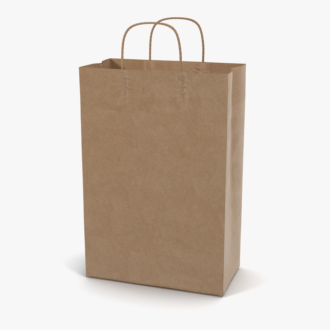 Paper Bag With Handle 3D model preview