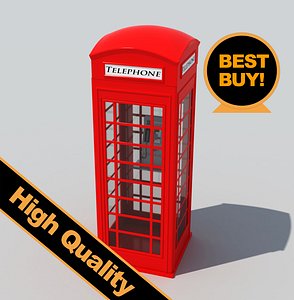 british public phone cabin 3d model