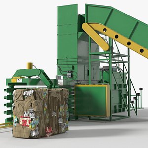 Horizontal Hydraulic Baler Machine Green