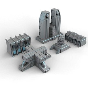 sci-fi building 3D model