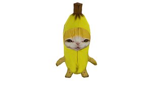 Banana Cat Cute Low Poly Cartoon 3D Model