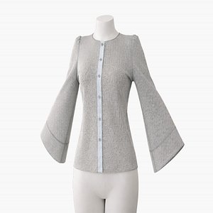 Women Sleeve Blouse Medieval Linen Shirt Game Ready PBR 3D Model FREE