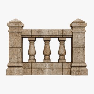 Gothic Stone Balustrade Railing - UE4 And UE5 Optimized - Lowpoly 3D model