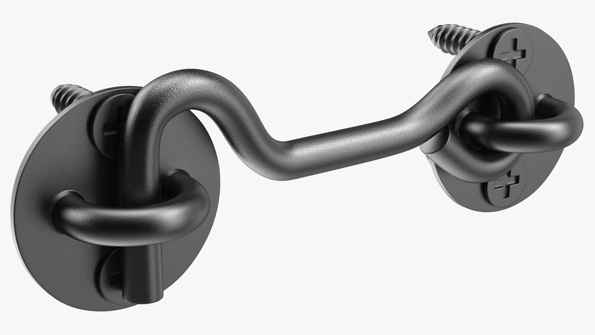 Hook and Eye Latch for Barn Door Black 3D model preview