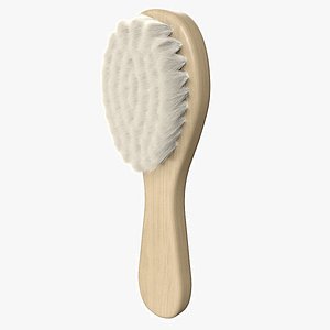 Wooden Infant Hairbrush with Gentle Natural Bristles Fur model