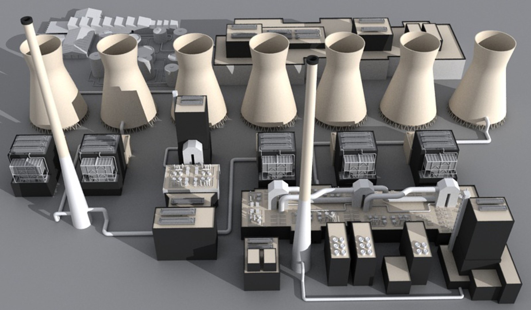 Coal Power Plant 3d Model
