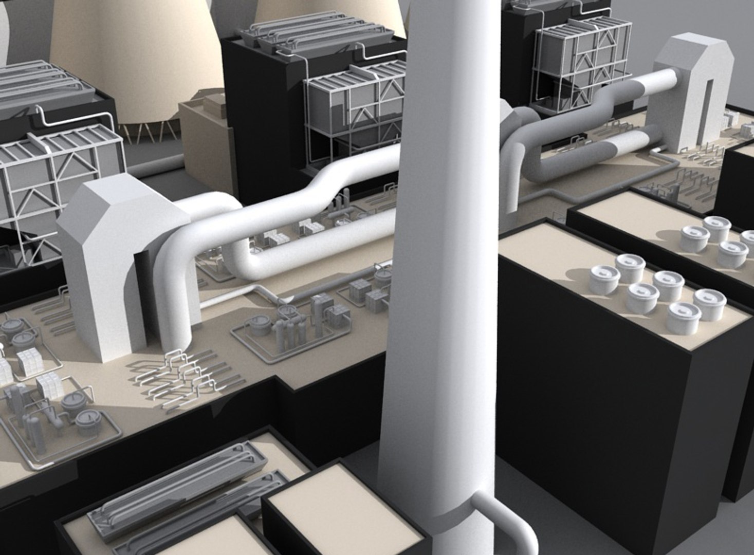 Coal Power Plant 3d Model