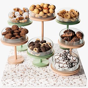 Set of sweets for a pastry shop restaurant or kitchen 3D model