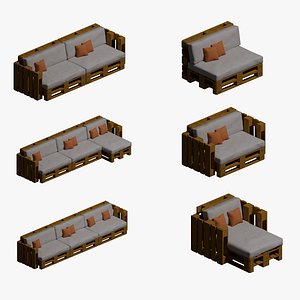 Modular Wooden Pallet Lounge Sofa Collection - 6 Model