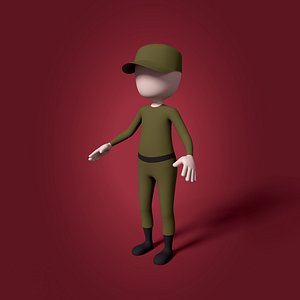 3D cartoon soldier mesh