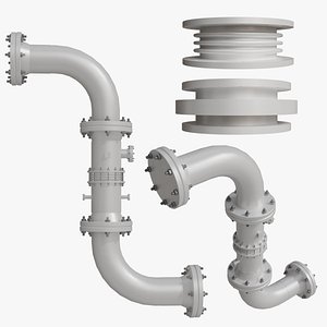 Mechanical Pipe Assembly with Expansion Bellows 3D model