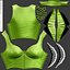 Green Ruffled Cap Shoulders Crop Female Top