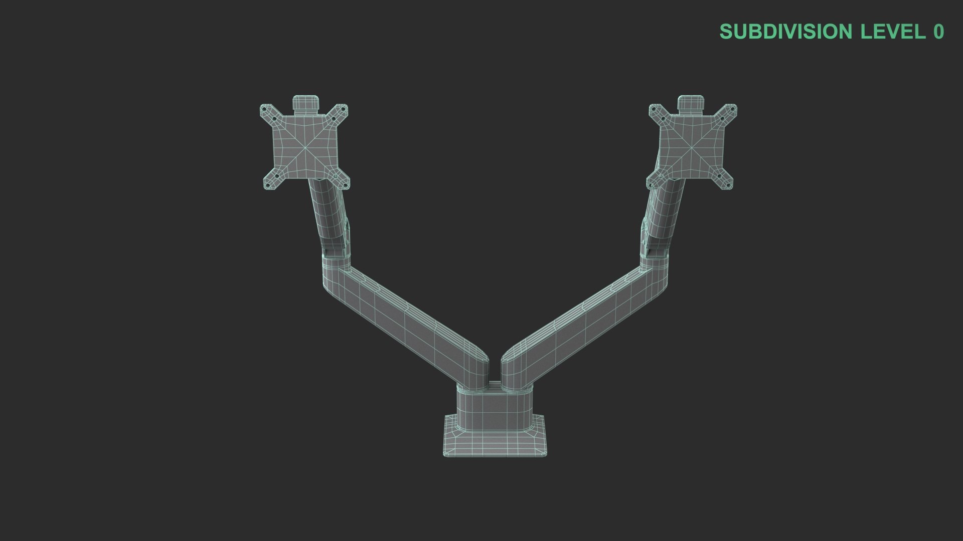 3D Dual Monitor Arm https://p.turbosquid.com/ts-thumb/Rd/zy37nA/wL/wireframe_0008/jpg/1744091566/1920x1080/fit_q87/8eee61776f18d8832ca7bda5a56aabdce12e9ae6/wireframe_0008.jpg