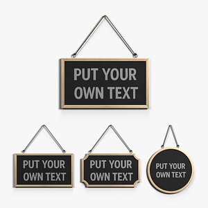 Display Sign &ndash; Signature Wooden Wall Message Trio 3D model