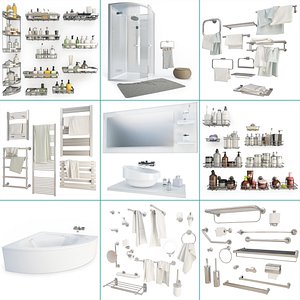 set furniture shower baths 3D model