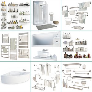 Bathroom Furniture And Accessories Set 3D model