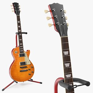 3D Les Paul Style Guitar on Foldable Stand